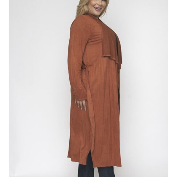 ❤️LAST NEW 2X Size Faux Suede Rust Duster Cardigan - Picture 5 of 6